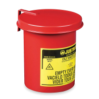 Justrite 09410 Soundgard Mini Benchtop 0.45 Gallon Oily Waste Safety Can for Cotton-Tip Applicators