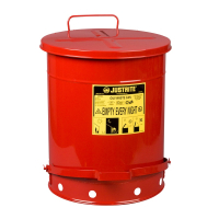 Justrite 09508 Foot-Operated Soundgard 14 Gallon Oily Waste Safety Can, Red