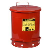 Justrite 09500 Foot-Operated 14 Gallon Oily Waste Safety Can, Red