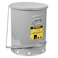 Justrite 09704 Foot-Operated Soundgard 21 Gallon Oily Waste Safety Can, Silver