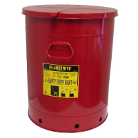Justrite 09710 Hand-Operated 21 Gallon Oily Waste Safety Can, Red