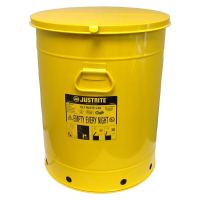 Justrite 09711 Hand-Operated 21 Gallon Oily Waste Safety Can, Yellow