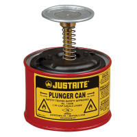 Justrite 10008 Steel 1 Pint Plunger Dispensing Safety Can, Red