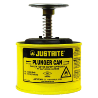 Justrite 10018 Steel 1 Pint Plunger Dispensing Safety Can, Yellow