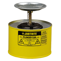 Justrite 10218 Steel 2 Quart Plunger Dispensing Safety Can, Yellow