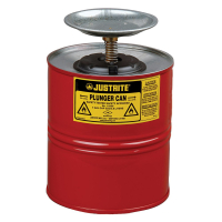 Justrite 10308 Steel 1 Gallon Plunger Dispensing Safety Can, Red