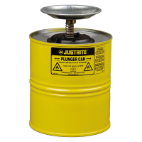 Justrite 10318 Steel 1 Gallon Plunger Dispensing Safety Can, Yellow