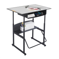 Safco AlphaBetter 1209GR 36" x 24" Premium Height Adjustable Stand-Up Book Box Student Desk (example of use)