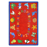 Joy Carpets ABC Animals Classroom Rug, Red