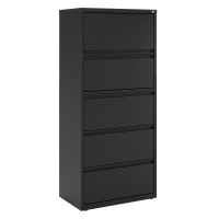 Hirsh HL10000 Series 5-Drawer 30" Wide Full-Width Pull Lateral File Cabinet, Black
