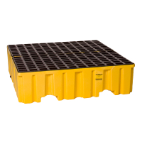 Eagle 4-Drum 52.5" W x 51" L Spill Containment Pallet, 132 Gallons (in yellow with drain)
