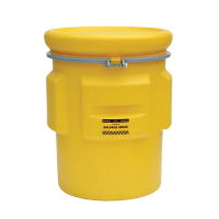 Eagle Metal Band Polyethylene Overpack Salvage Spill Containment Drum with Bolt, 65 Gal, Yellow