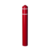 Eagle 4" Round HDPE Bollard Cover Post Protector Sleeve, Red with 3/4" Reflective White Stripes 1735RWS