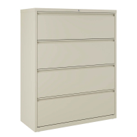 Hirsh HL8000 Series 4-Drawer 42" Wide Full-Width Pull Lateral File Cabinet, Putty