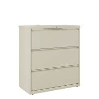 Hirsh HL8000 Series 3-Drawer 36" Wide Full-Width Pull Lateral File Cabinet, Putty