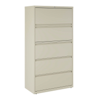 Hirsh HL8000 Series 5-Drawer 36" Wide Full-Width Pull Lateral File Cabinet, Putty