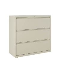 Hirsh HL8000 Series 3-Drawer 42" Wide Full-Width Pull Lateral File Cabinet, Putty