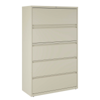Hirsh HL8000 Series 5-Drawer 42" Wide Full-Width Pull Lateral File Cabinet, Letter & Legal