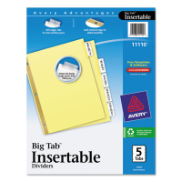 Avery WorkSaver Big Clear 5-Tab 8-1/2" x 11" Insertable Dividers, Buff, 1 Set