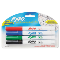 Expo Low-Odor Dry Erase Marker, Ultra Fine Point, Assorted, 4-Pack