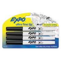 Expo Low-Odor Dry Erase Marker, Ultra Fine Point, Black, 4-Pack