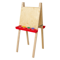 Wood Designs Double Sided Plywood Easel, Red Trays
