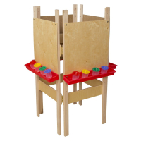 Wood Designs 4-Sided Plywood Easel, Red Trays