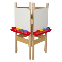 Wood Designs 4-Sided Markerboard Easel, Red Trays