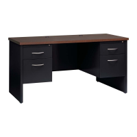 Hirsh Modular 60" W x 24" D Double Pedestal Credenza Desk (Shown in Black/Walnut)