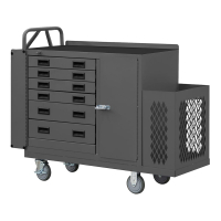 Durham Steel Lockable Maintenance Cart with 9 Yellow Hook-On Bins, 1 Shelf and 6 Drawers, 1200 lbs. Capacity