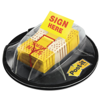 Post-it 1" x 1-3/4" "Sign Here" Flags in Dispenser, Yellow, 200 Flags/Dispenser