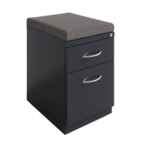 Hirsh 2-Drawer Box/File Arch Pull Mobile Pedestal With Seat Cushion, Charcoal
