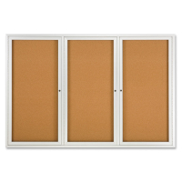 Quartet 2367 Indoor 3 Door 6 ft. x 4 ft. Aluminum Frame Enclosed Cork Bulletin Board
