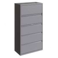 Hirsh HL10000 Series 5-Drawer 36" Wide Full-Width Pull Lateral File Cabinet, Arctic Silver