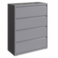 Hirsh HL10000 Series 4-Drawer 42" Wide Full-Width Pull Lateral File Cabinet, Arctic Silver