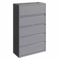 Hirsh HL10000 Series 5-Drawer 42" Wide Full-Width Pull Lateral File Cabinet, Arctic Siver