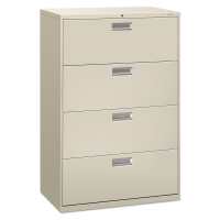 HON Brigade 4-Drawer 36" Wide Lateral File Cabinet, Letter & Legal Size (Shown in Light Grey)