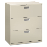 HON Brigade 3-Drawer 36" Wide Lateral File Cabinet, Letter & Legal Size (Shown in Light Grey)