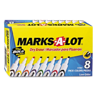 Marks-A-Lot Desk Dry Erase Marker, Chisel Tip, Assorted, 8-Pack