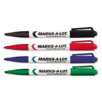 Marks-A-Lot Pen Dry Erase Marker, Bullet Tip, Assorted, 4-Pack