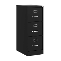 Hirsh 3-Drawer 22" Deep Vertical File Cabinet, Black
