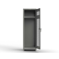Strong Hold Heavy Duty 14-Gauge Steel Single-Tier Ventilated Lockers with Shelf and Hanger Rod, Grey