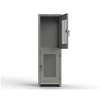 Strong Hold Heavy Duty 14-Gauge Steel Double-Tier Ventilated Lockers with Hooks, Grey