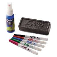 Expo Low-Odor Dry-Erase Marker Starter Set, Ultra Fine, Assorted, 5 Markers, 1 Eraser, Board Cleaner