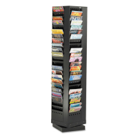 Safco 68" H 92-Compartment Steel Rotary Magazine Rack, Black