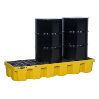 Justrite EcoPolyBlend 3-Drum 73" W x 25" L Spill Containment Pallet 75 Gal, Yellow