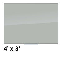 U Brands 4' x 3' Grey Glass Whiteboard, Frameless 