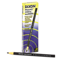 Dixon Thin Lead China Marker, Black, 12-Pack