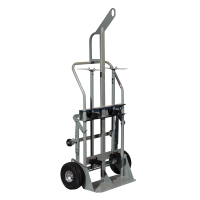 Justrite 600 lb Hoist Ring Double Cylinder Hand Truck, 10.5" Pneumatic & Rear Casters