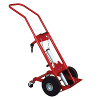 Justrite 1000 lb Lift-And-Load Single Cylinder Hand Truck, 10.5" Pneumatic & Rear Casters